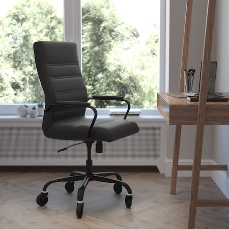 Flash Furniture Black LeatherSoft Roller Wheel Executive Chair GO-2286H-BK-BK-RLB-GG